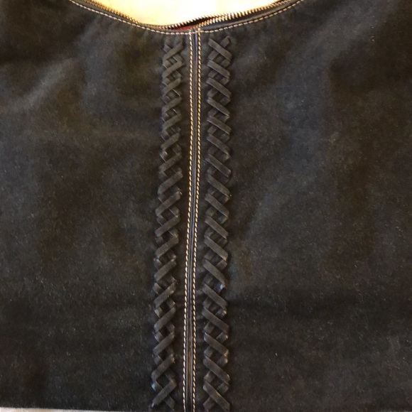 W J DESIGN BRASILEIRO LARGE BLACK LEATHER HANDBAG TASSELS METAL ZIPPER - #172 - Picture 9 of 16